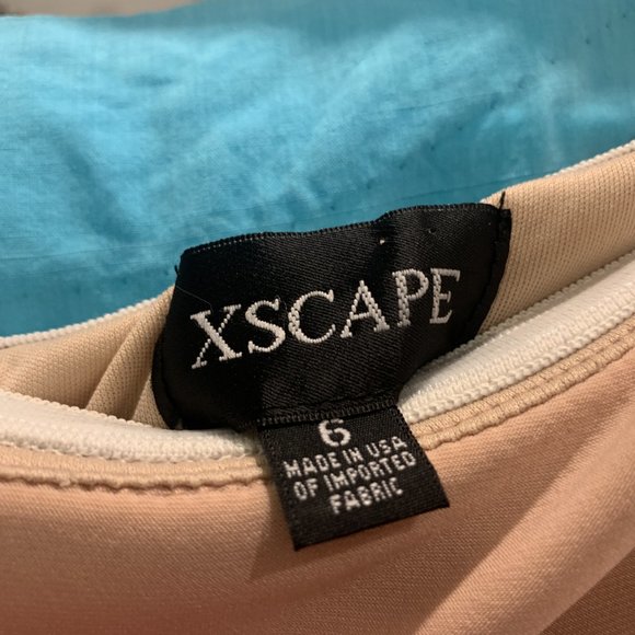 Xscape Off-The-Shoulder Floor Length Blush Gown - Picture 10 of 10